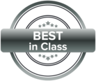 Best in Class badge in a circle shape